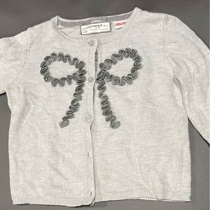 Zara baby knitwear long sleeve light gray with bow cardigan sweater 24-36 Ms